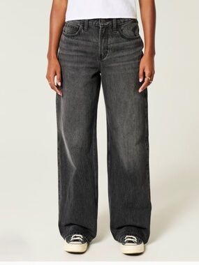 Hollister High-Rise Baggy Jeans Washed Black Size 4 Long